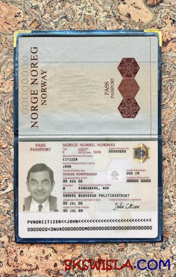 Norwegia paszport wersja 2 fotowygląd, skan i fotorealistyczny snapshot, 2 w 1